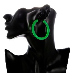 Neon Color Big Acrylic Hoop Earrings For Women Fluorescent Green Large Round